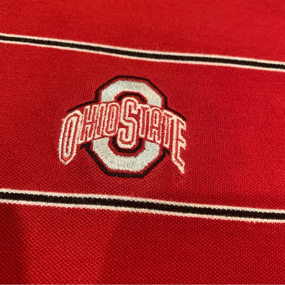 Ohio State Men’s Large Cutter & Buck Short Sleeve Striped Golf Polo - Picture 3 of 9